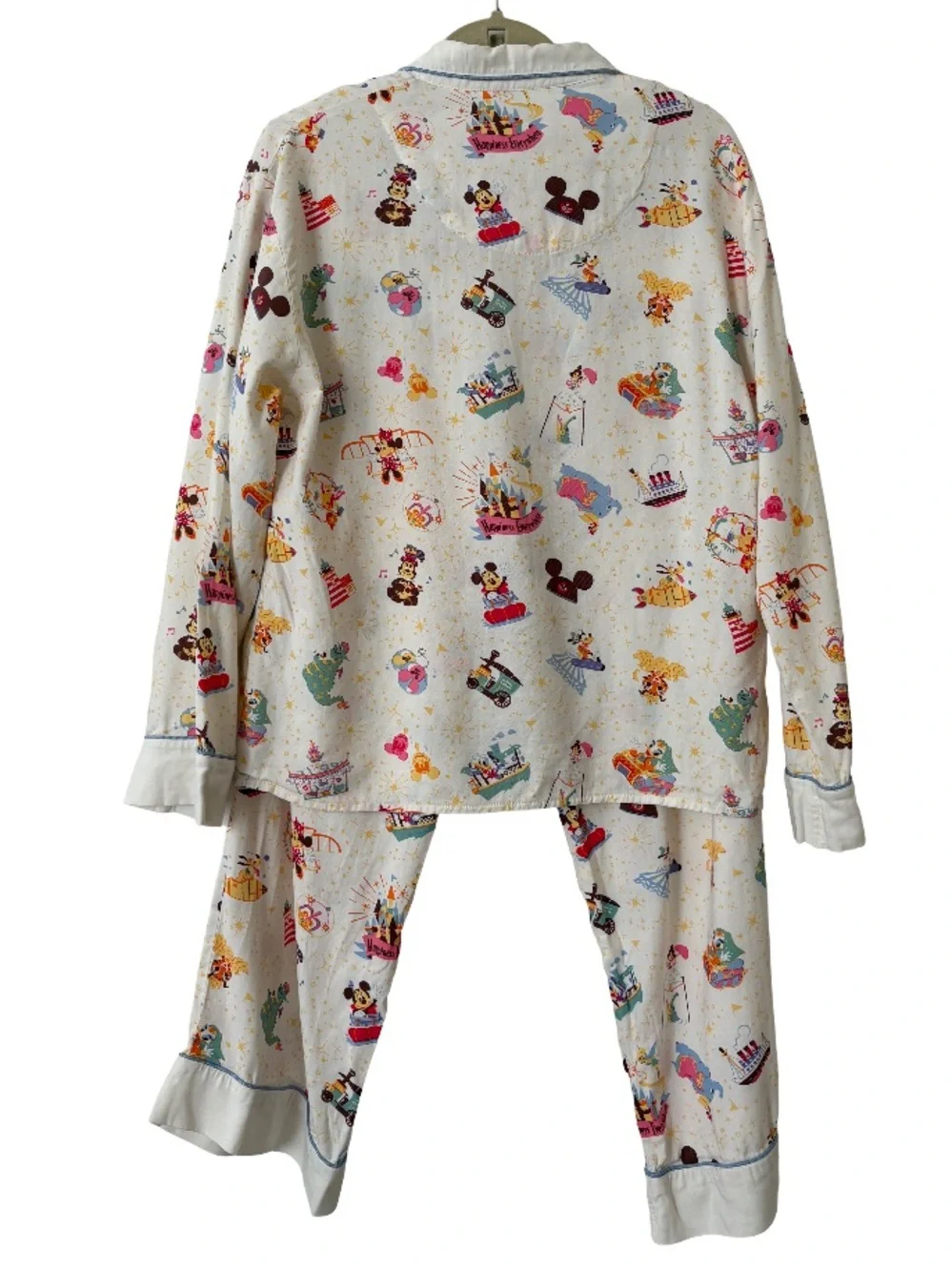Tokyo Disney Resort Collared Long Sleeve Pants Pajamas Size Large - Picture 2 of 7